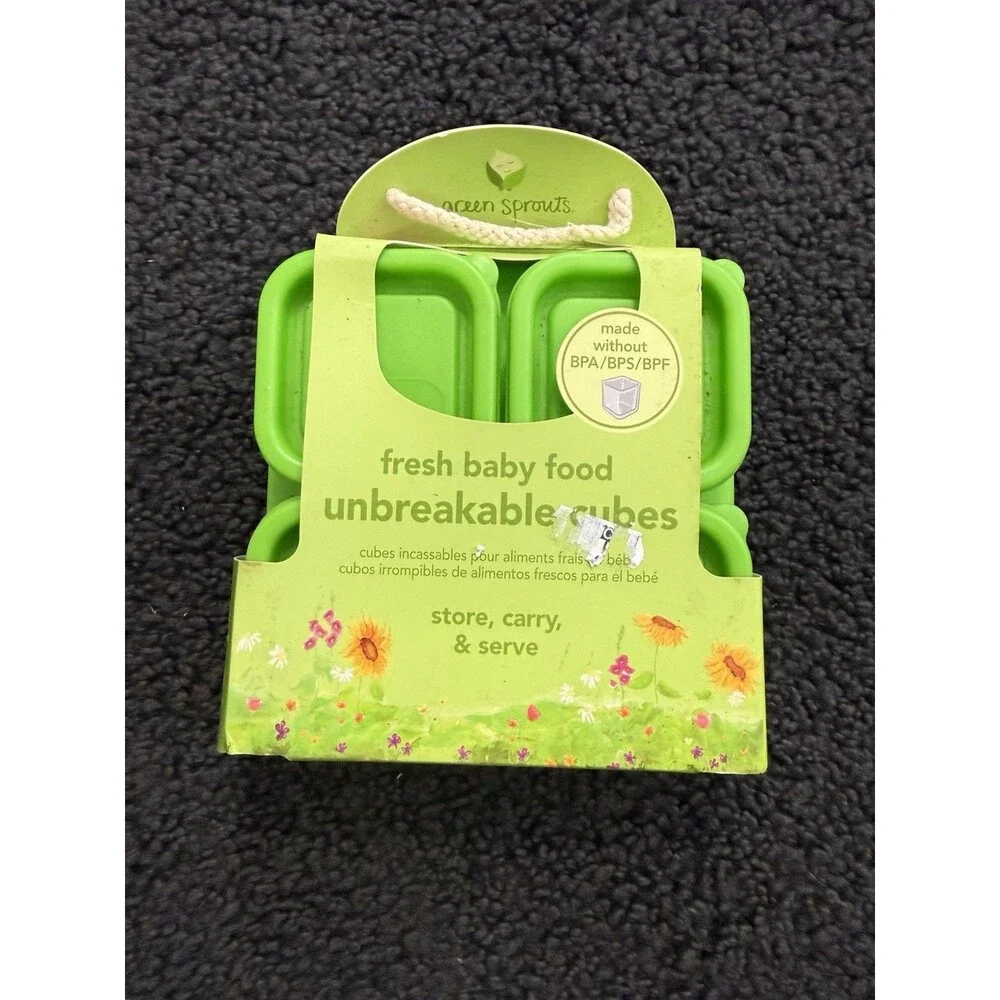 Green Sprouts Tempered Glass Leak-proof Baby Food Cubes 2oz 4-Pack Stackable
